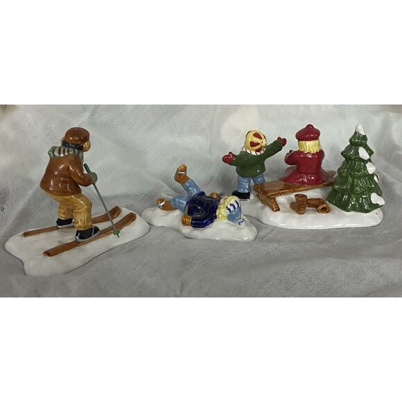 DEPARTMENT 56 ORIGINAL SNOW VILLAGE SKATERS & SKIERS SET OF 3 DEPT 56 Read - Picture 3 of 11